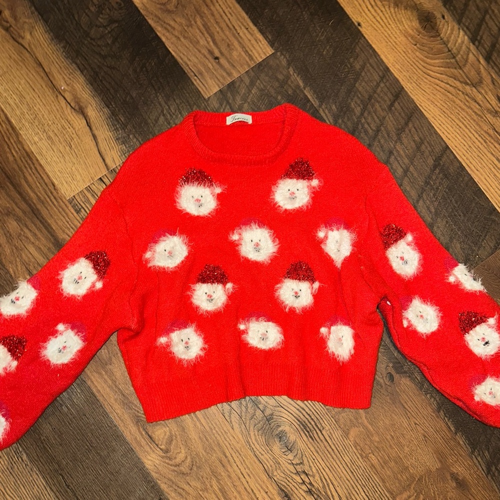 Festive Red Women's Sweater with Santa Design